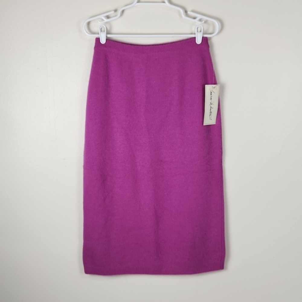 Vintage Laura Winston Midi Lambswool Angora Rabbits Hair Skirt in Magenta